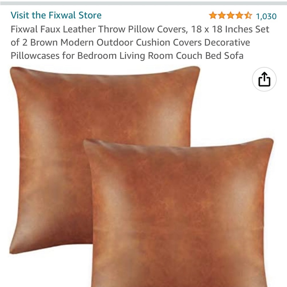 Two faux leather pillows cover
